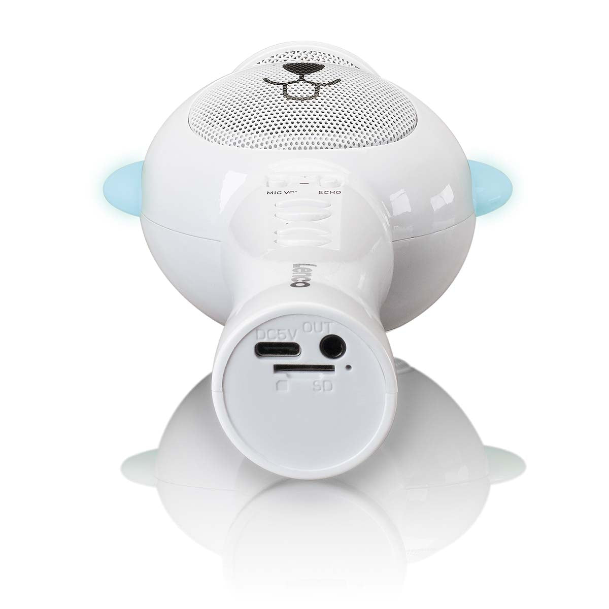 Karaoke microphone with Bluetooth®, SD slot, lighting, Aux out, white