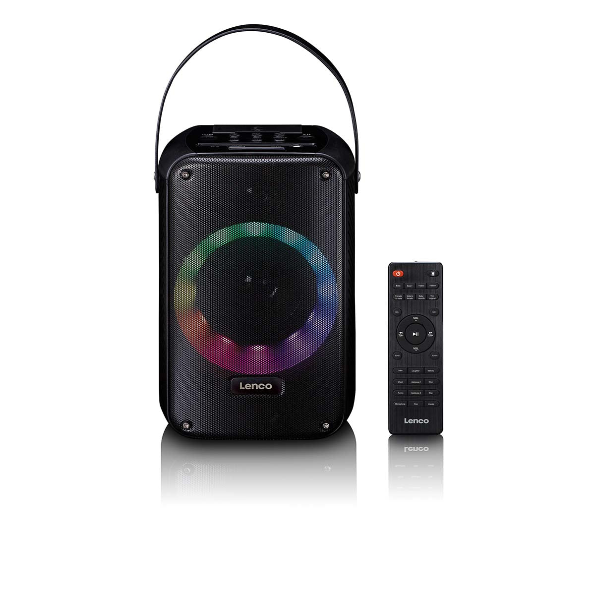Karaoke-System mit Bluetooth®, wiederaufladbarem Akku, drahtlosem Karaoke-Mikrofon und Disco-LED-Beleuchtung Schwarz