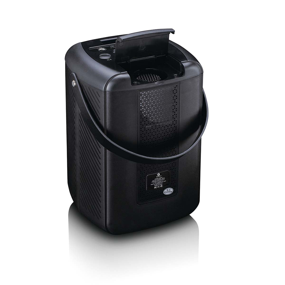 Karaoke-System mit Bluetooth®, wiederaufladbarem Akku, drahtlosem Karaoke-Mikrofon und Disco-LED-Beleuchtung Schwarz