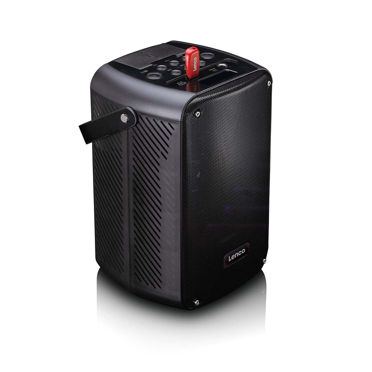 Karaoke-System mit Bluetooth®, wiederaufladbarem Akku, drahtlosem Karaoke-Mikrofon und Disco-LED-Beleuchtung Schwarz