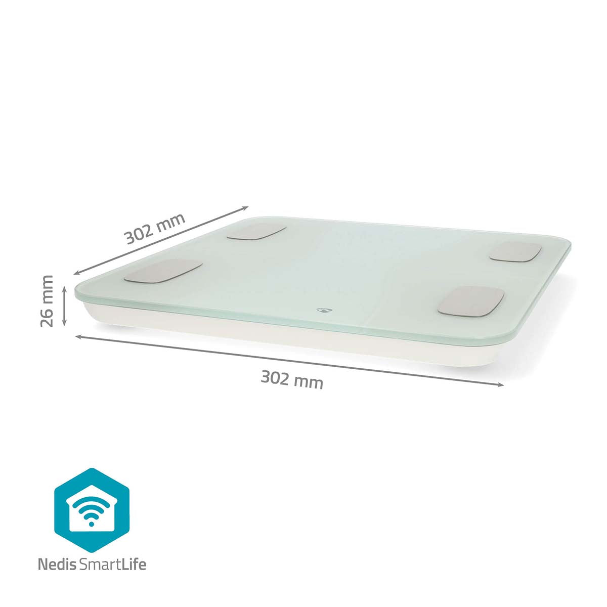 WIFI-SmartLife-Personenwaage | Bluetooth® | BMI / BMR / Fett / Gebeine / Gewicht / Muskeln / Wasser | 12 | Max. Last: 180 kg | Android™ / IOS | ABS / Glas | Weiss