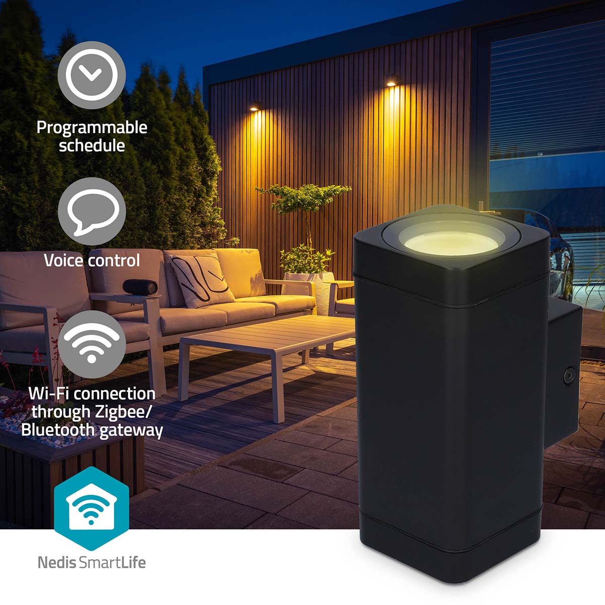 Smartlife-Außenleuchte | 760 lm | Bluetooth® | 8.5 W | Warm bis kühlen weiß | 2700 - 6500 K | ABS | Android™ / IOS