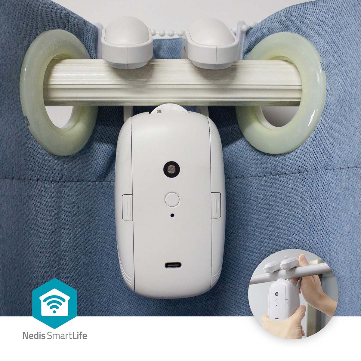 SmartLife Vorhang Roboter | Stangenschiene | Vorhänge | Batteriebetrieben / Stromversorgung über USB | 4000 mAh | Bluetooth® | Weiss