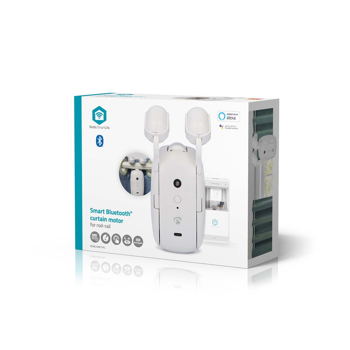 SmartLife Vorhang Roboter | Stangenschiene | Vorhänge | Batteriebetrieben / Stromversorgung über USB | 4000 mAh | Bluetooth® | Weiss