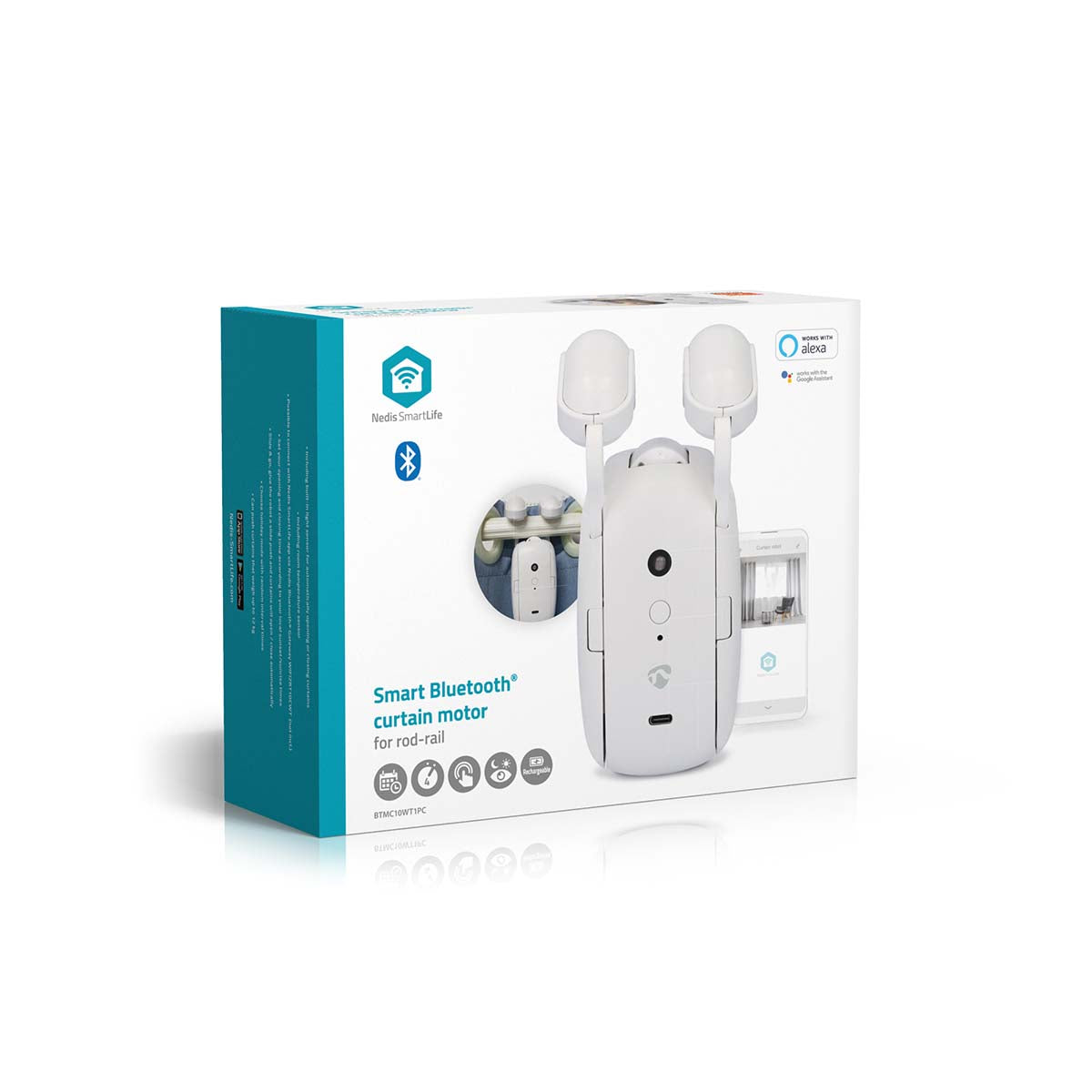 SmartLife Vorhang Roboter | Stangenschiene | Vorhänge | Batteriebetrieben / Stromversorgung über USB | 4000 mAh | Bluetooth® | Weiss