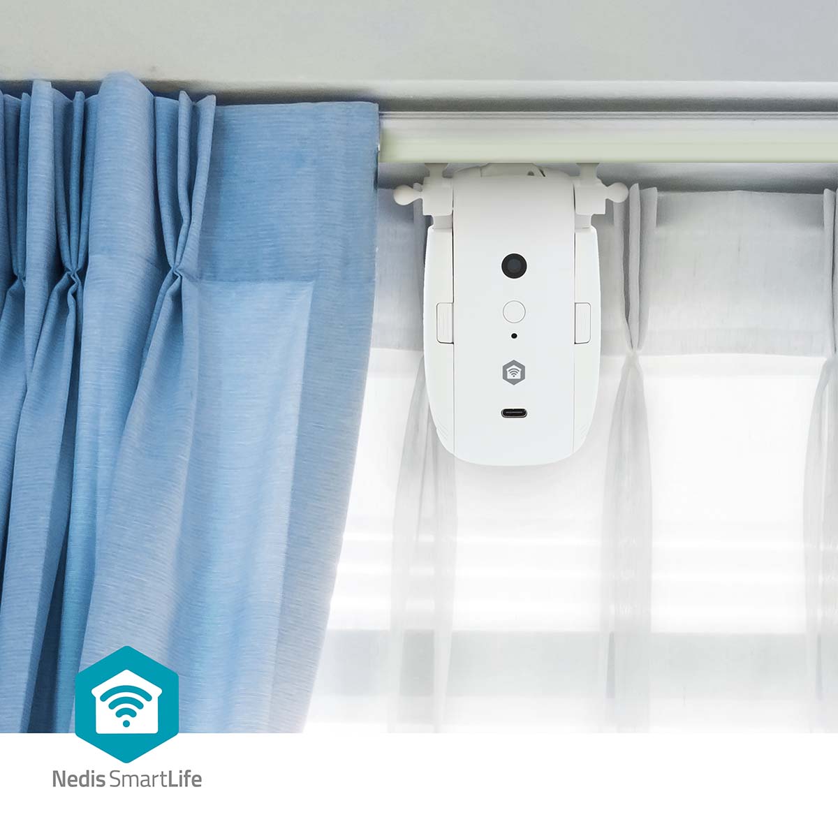 SmartLife Vorhang Roboter | I-Schiene / Stangenschiene / U-Schiene | Vorhänge | Batteriebetrieben / Stromversorgung über USB | 4000 mAh | Bluetooth® | Weiss