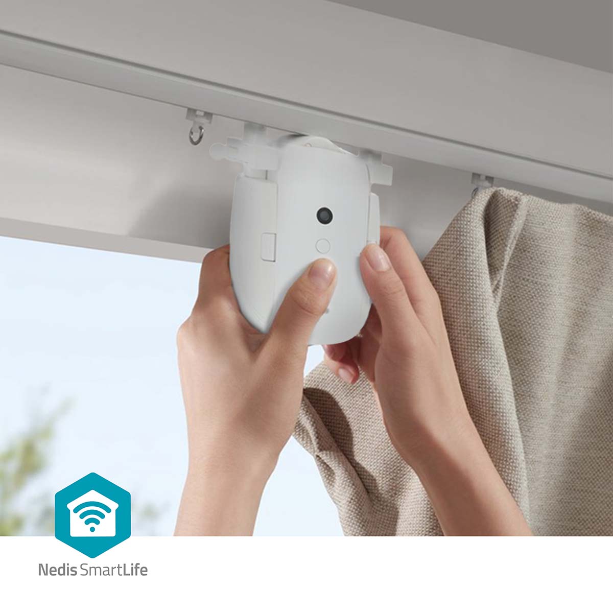 SmartLife Vorhang Roboter | I-Schiene / Stangenschiene / U-Schiene | Vorhänge | Batteriebetrieben / Stromversorgung über USB | 4000 mAh | Bluetooth® | Weiss