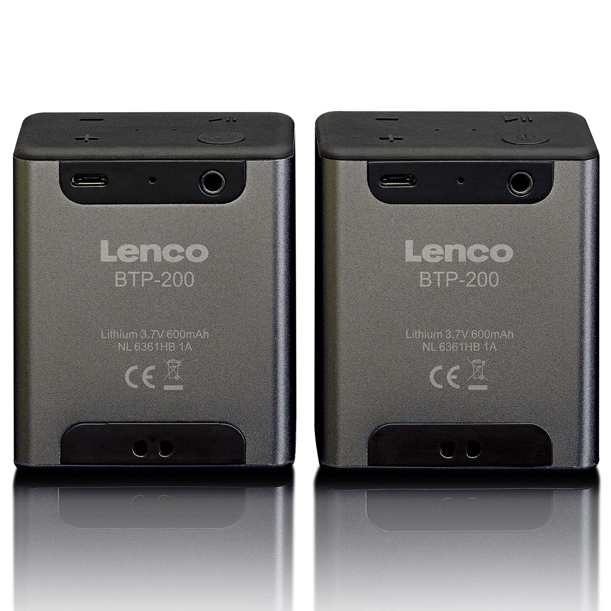 Bluetooth®-Stereo-Lautsprecherset mit 8 Stunden Spielzeit mit Zubehör Grau