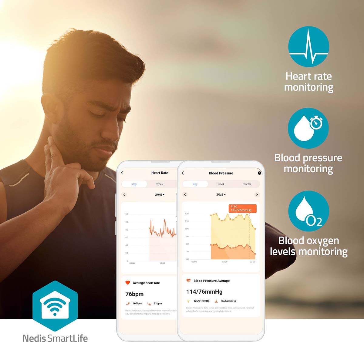 SmartLife-Uhr | 1.69 " | LCD | IP68 | Maximale Betriebszeit: 240 Std | Android™ / IOS | Schwarz