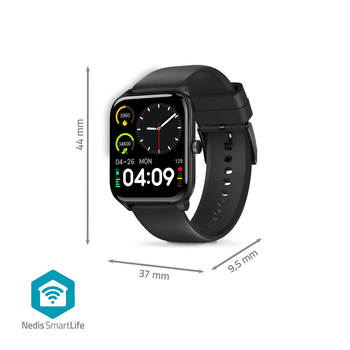 SmartLife-Uhr | 1.69 " | LCD | IP68 | Maximale Betriebszeit: 240 Std | Android™ / IOS | Schwarz
