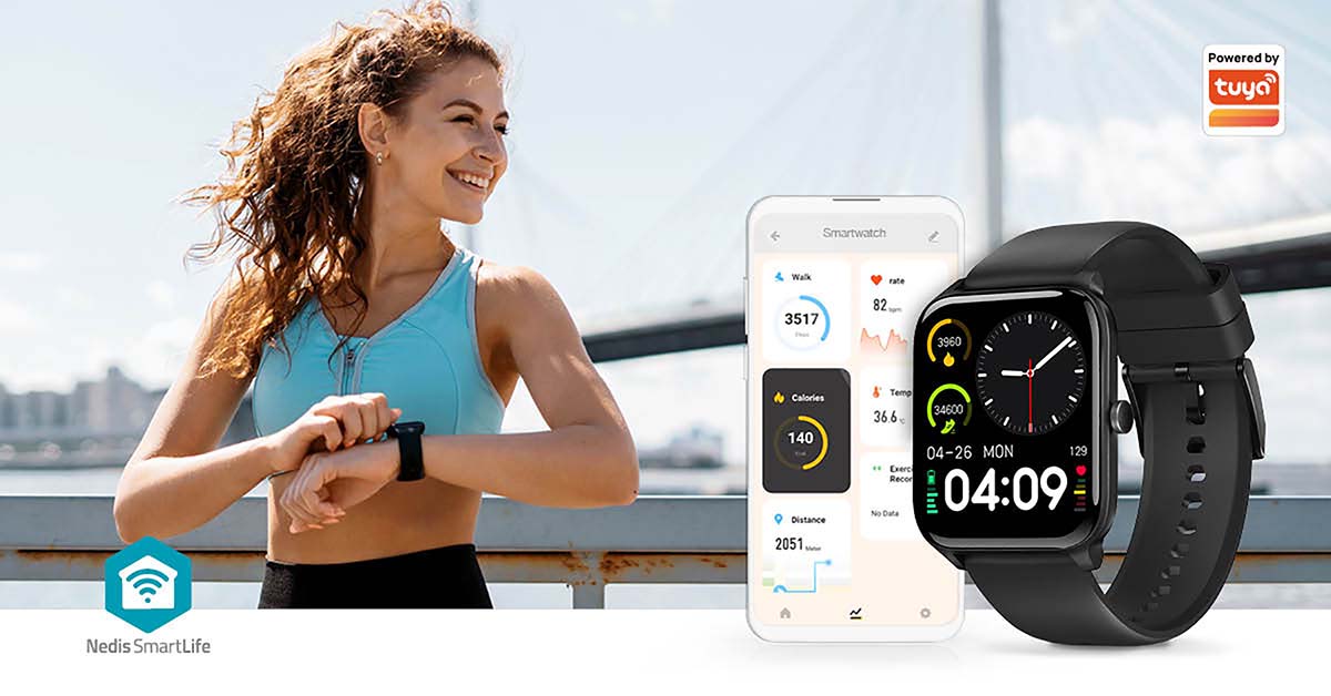 SmartLife-Uhr | 1.69 " | LCD | IP68 | Maximale Betriebszeit: 240 Std | Android™ / IOS | Schwarz