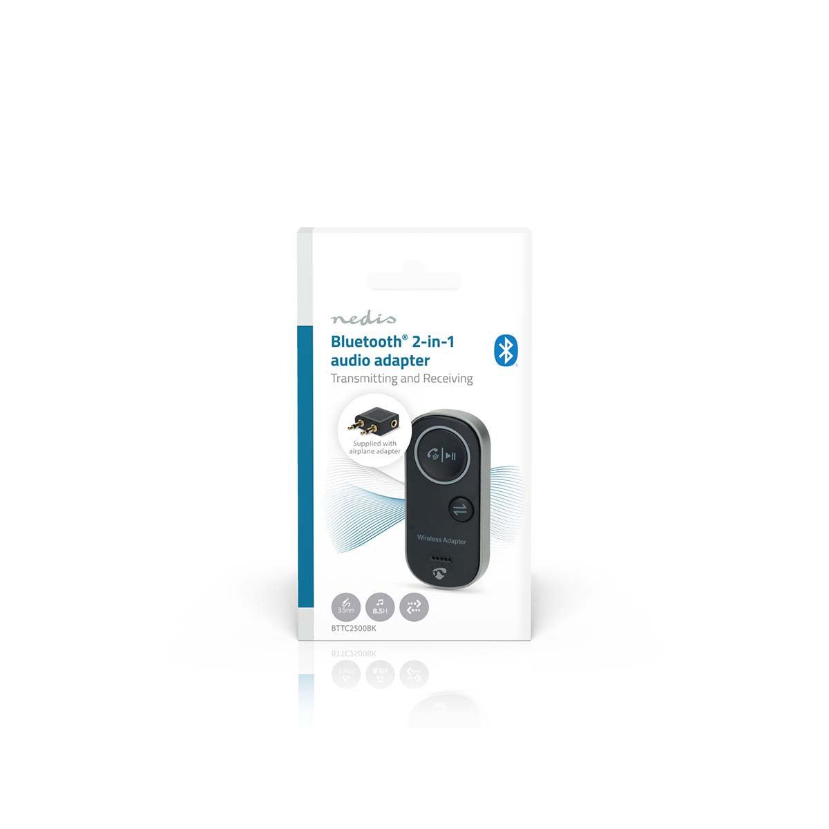 Bluetooth® Transceiver | Anschlüsse – Eingang: USB-C™ Buchse | Anschlüsse – Ausgang: 3.5 mm | SBC | Bis zu 1 Geräte | max. Batteriespielzeit: 8.5 Std | Schwarz