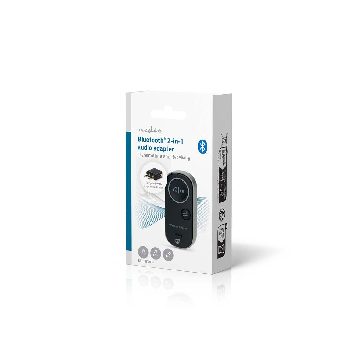 Bluetooth® Transceiver | Anschlüsse – Eingang: USB-C™ Buchse | Anschlüsse – Ausgang: 3.5 mm | SBC | Bis zu 1 Geräte | max. Batteriespielzeit: 8.5 Std | Schwarz