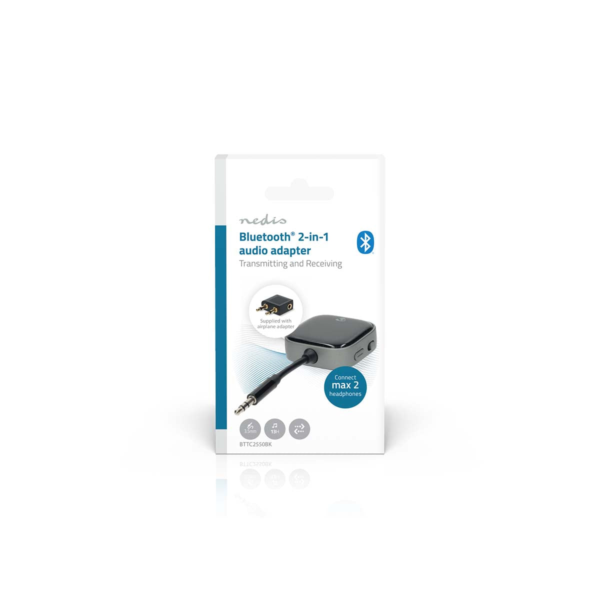 Bluetooth® Transceiver | Anschlüsse – Eingang: USB-C™ Buchse | Anschlüsse – Ausgang: USB-C™ Buchse | SBC | Bis zu 2 Geräte | max. Batteriespielzeit: 13 Std | Schwarz