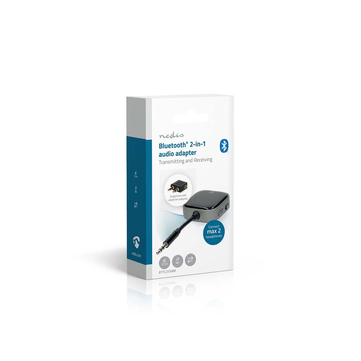 Bluetooth® Transceiver | Anschlüsse – Eingang: USB-C™ Buchse | Anschlüsse – Ausgang: USB-C™ Buchse | SBC | Bis zu 2 Geräte | max. Batteriespielzeit: 13 Std | Schwarz