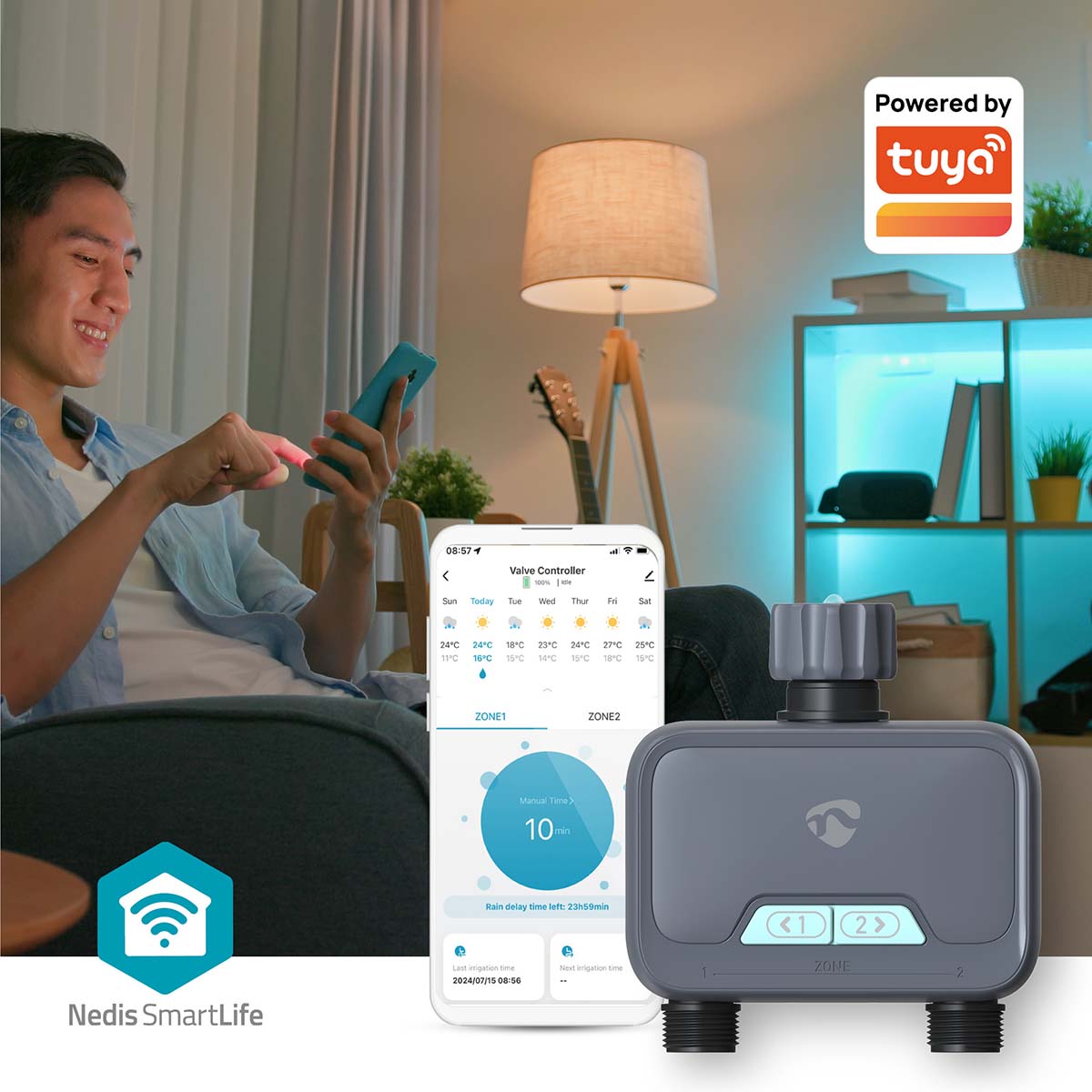 SmartLife Intelligente Wassersteuerung | Bluetooth® | Batteriebetrieben | IP54 | Max. Wasserdruck: 8 Bar | Android™ / IOS