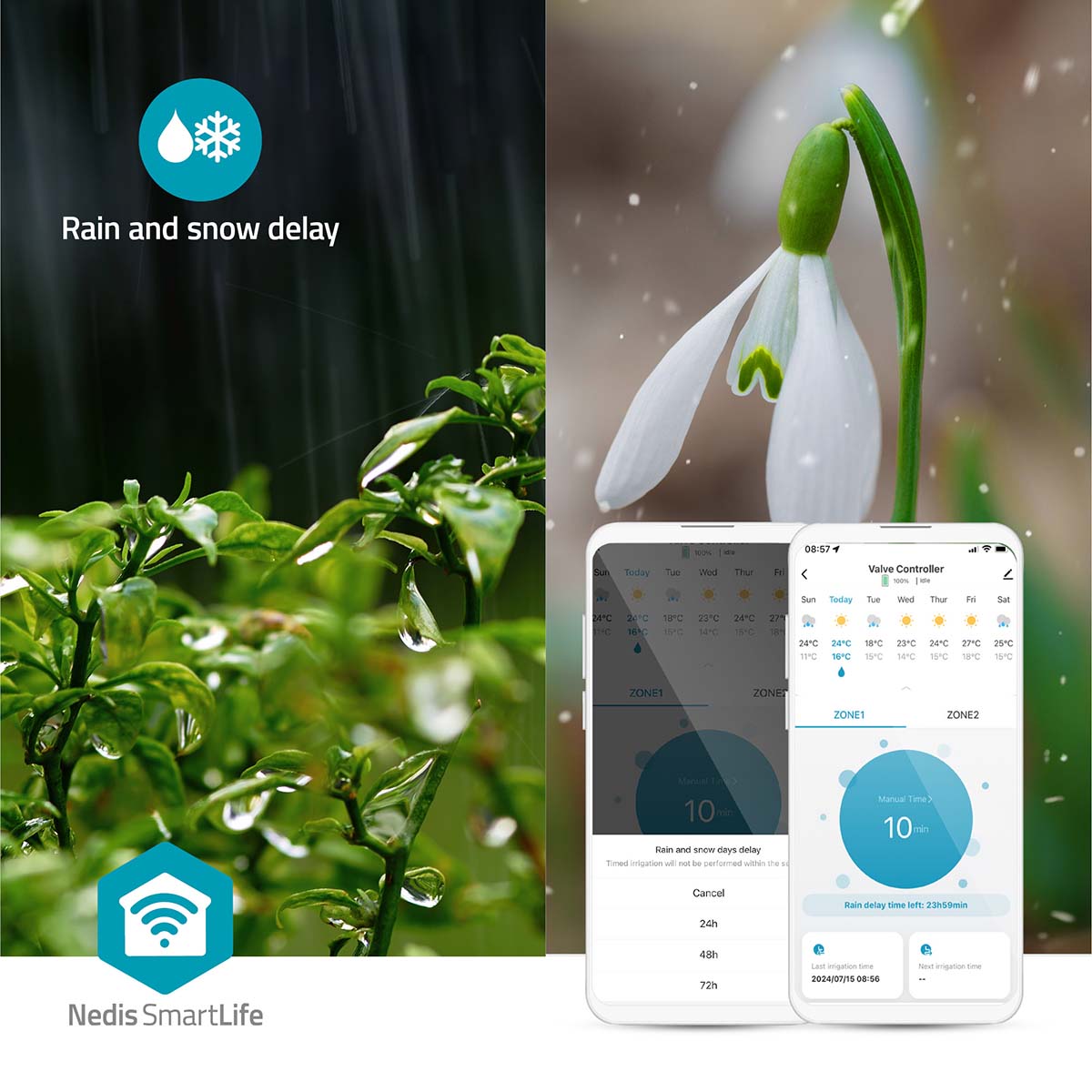 SmartLife Intelligente Wassersteuerung | Bluetooth® | Batteriebetrieben | IP54 | Max. Wasserdruck: 8 Bar | Android™ / IOS