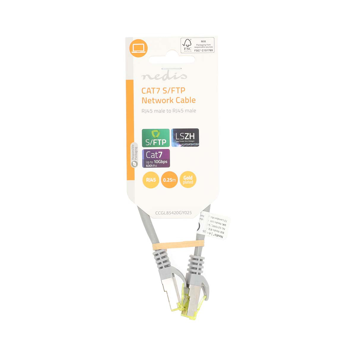 CAT7-Netzwerkkabel | S/FTP | RJ45 Stecker | RJ45 Stecker | 0.25 m | Snagless | Rund | LSZH | Grau | Label