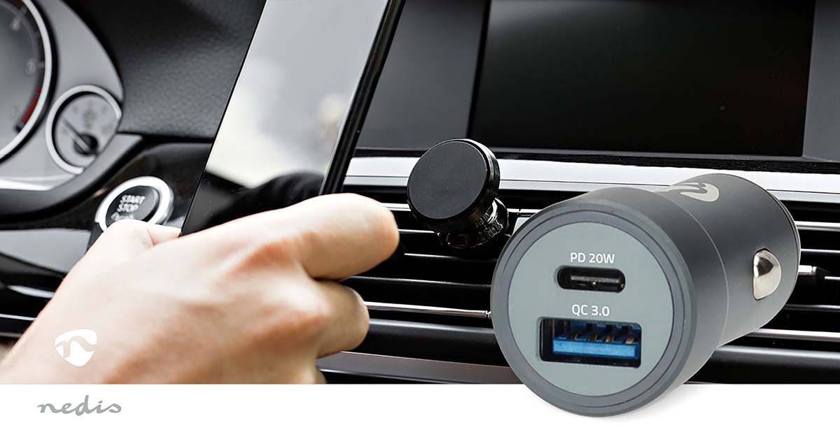 Auto-Ladegerät | 38 W | 1.5 / 1.67 / 2.0 / 2.22 / 3.0 A | Anzahl der Ausgänge: 2 | Port Type: USB-A / USB-C™ | Automatische Spannungswahl