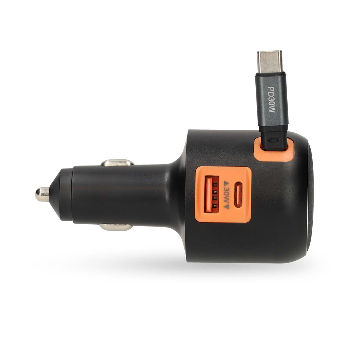 Auto-Ladegerät | 60 W | 2.4 / 3.0 A | Anzahl der Ausgänge: 3 | Port Type: USB-A / USB-C™ | Aufrollbares USB-C™-Kabel | 0.70 m | Automatische Spannungswahl