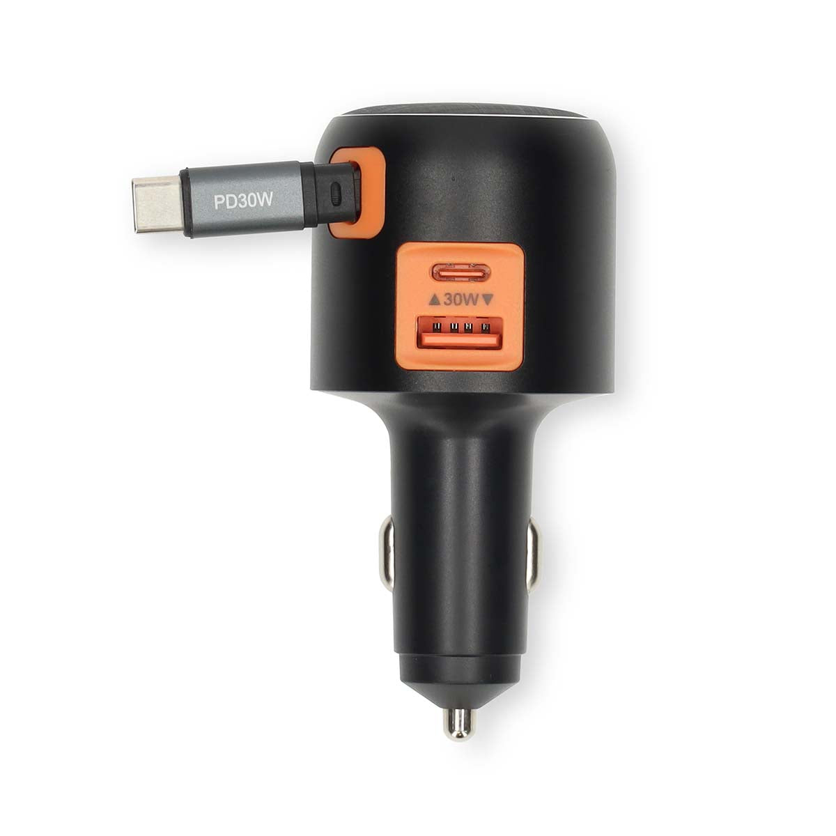 Auto-Ladegerät | 60 W | 2.4 / 3.0 A | Anzahl der Ausgänge: 3 | Port Type: USB-A / USB-C™ | Aufrollbares USB-C™-Kabel | 0.70 m | Automatische Spannungswahl
