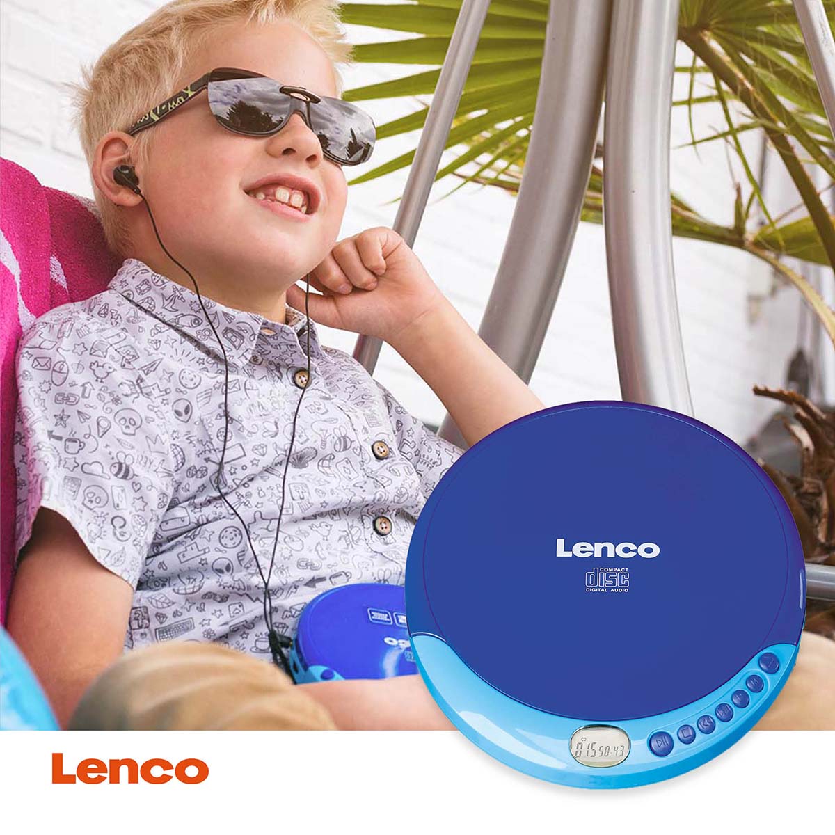 Tragbarer CD-Player mit Ladefunktion Blau
