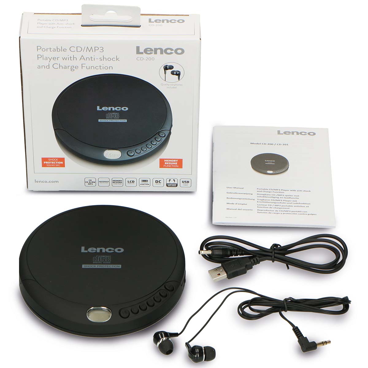 Tragbarer CD-MP3-Player mit Anti-Schock-Funktion Schwarz