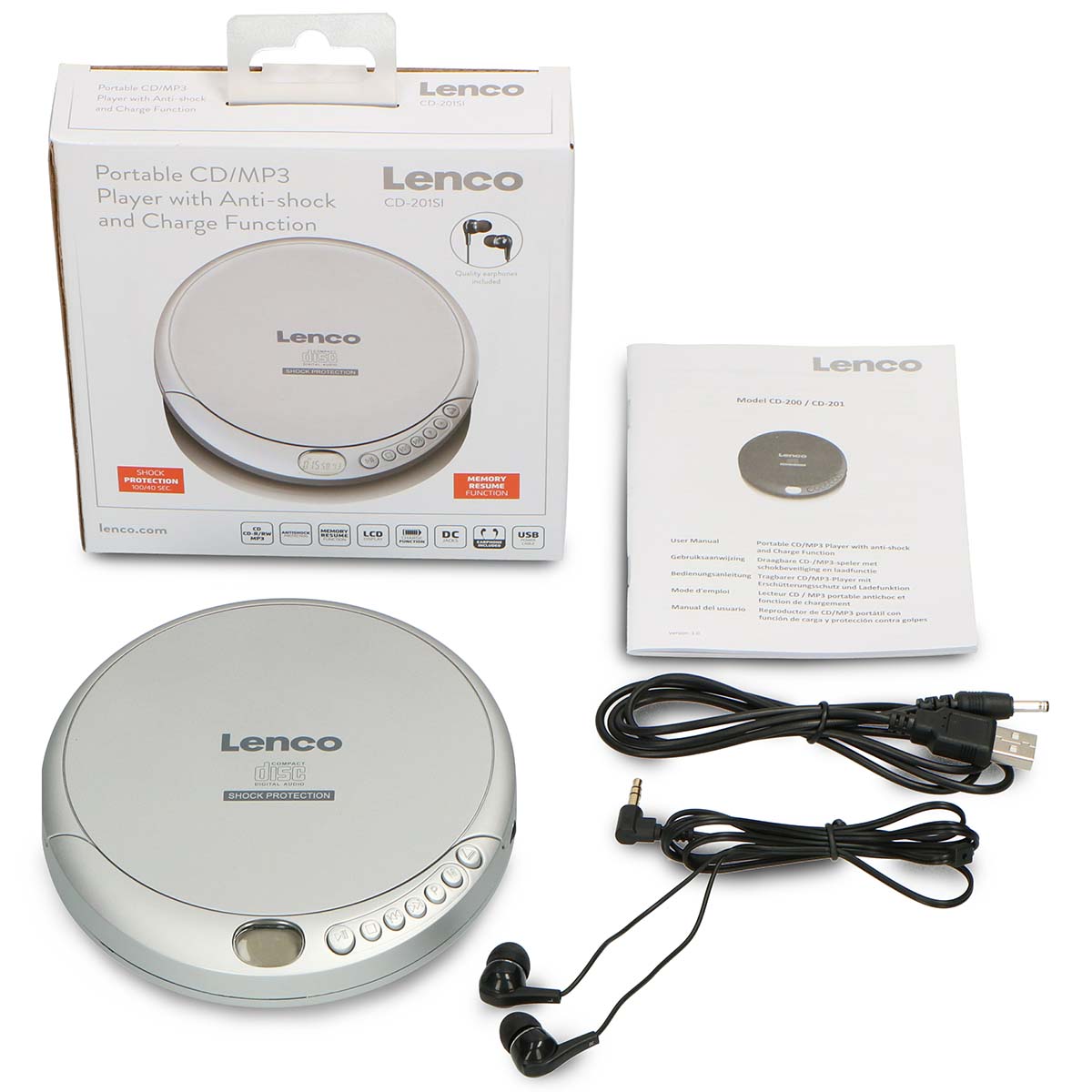 Tragbarer CD-MP3-Player mit Schockschutz Silber