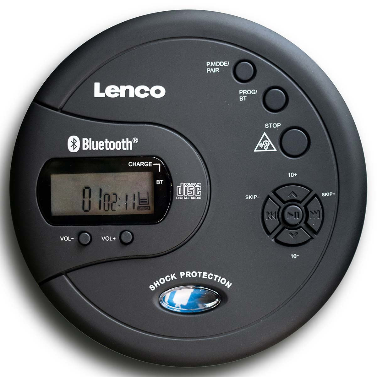 Tragbarer Bluetooth® CD-MP3-Player mit Antiblockiersystem Schwarz