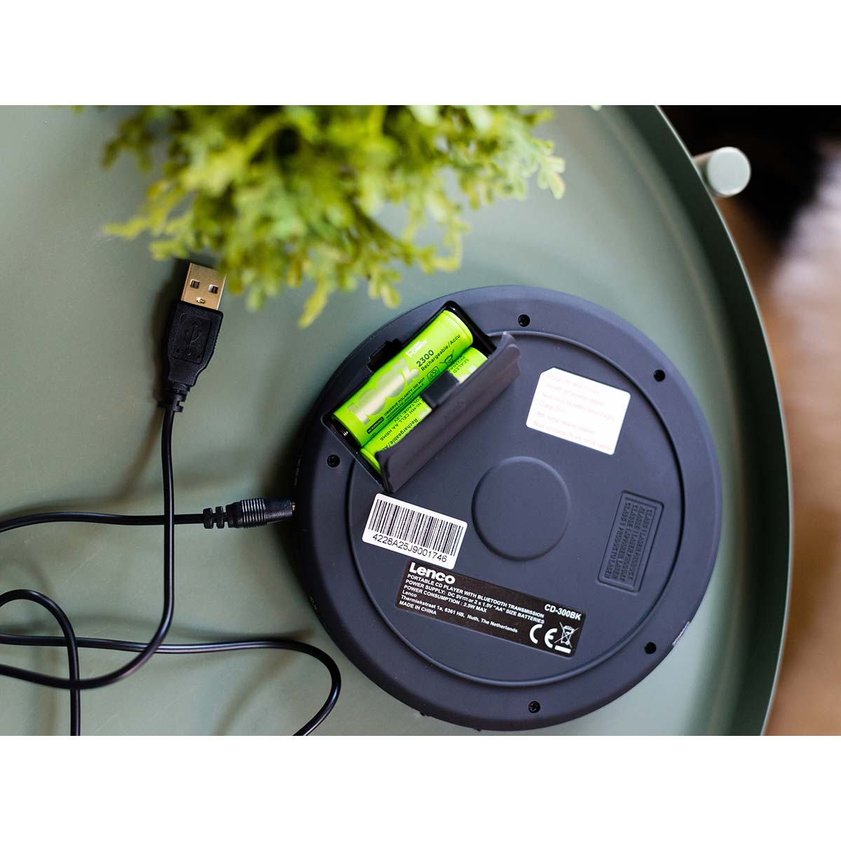 Tragbarer Bluetooth® CD-MP3-Player mit Antiblockiersystem Schwarz