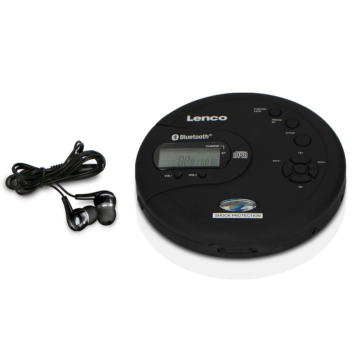 Tragbarer Bluetooth® CD-MP3-Player mit Antiblockiersystem Schwarz