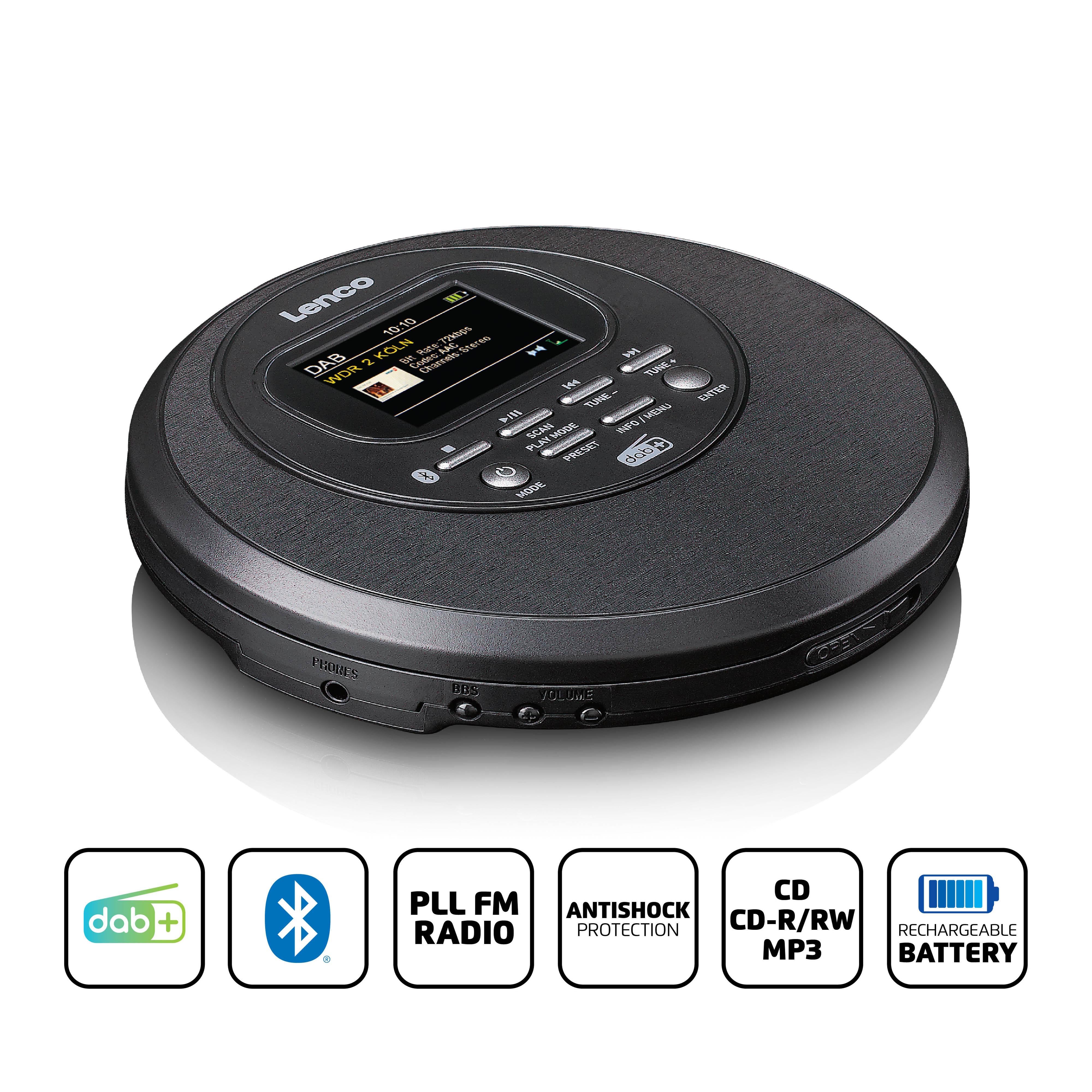 Discman mit DAB Bluetooth® und farbigem TFT Schwarz