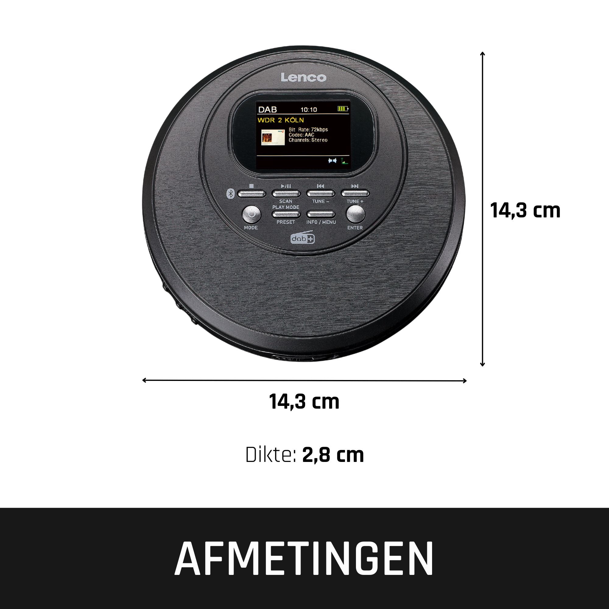 Discman mit DAB Bluetooth® und farbigem TFT Schwarz