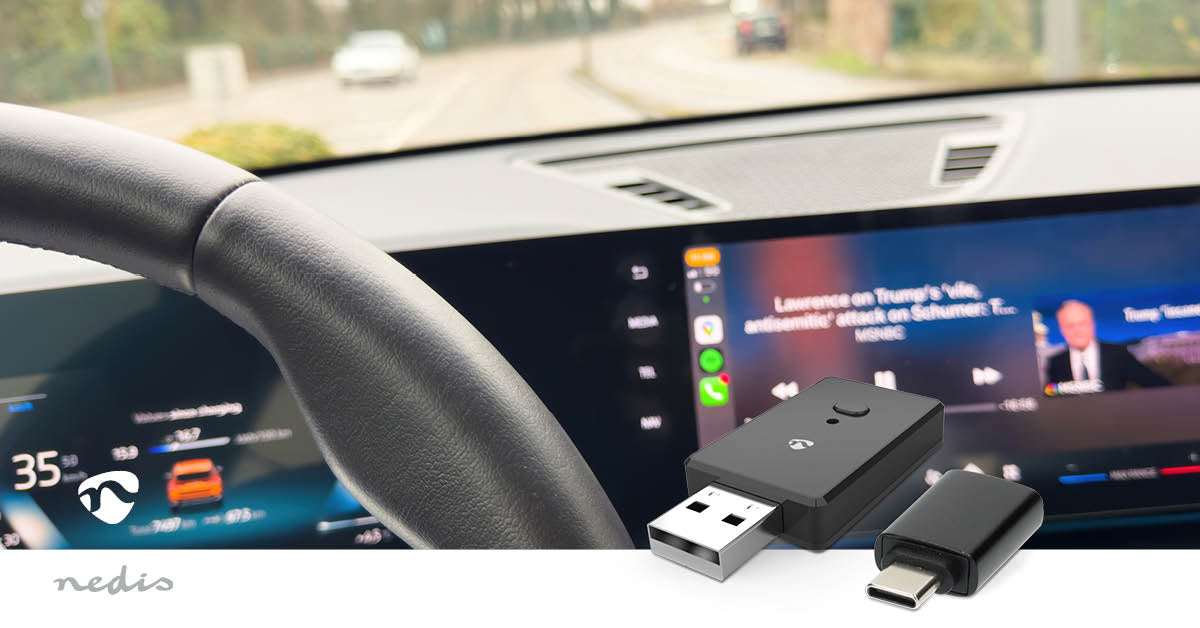 Kabelloser Car-Audio-Adapter | Android Auto / Apple Carplay | Anschlüsse – Ausgang: 1x USB-A | AAC / SBC | Schwarz