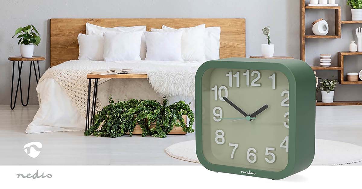 Analoger Schreibtisch Wecker | Snooze-Funktion | leises Uhrwerk | Grün