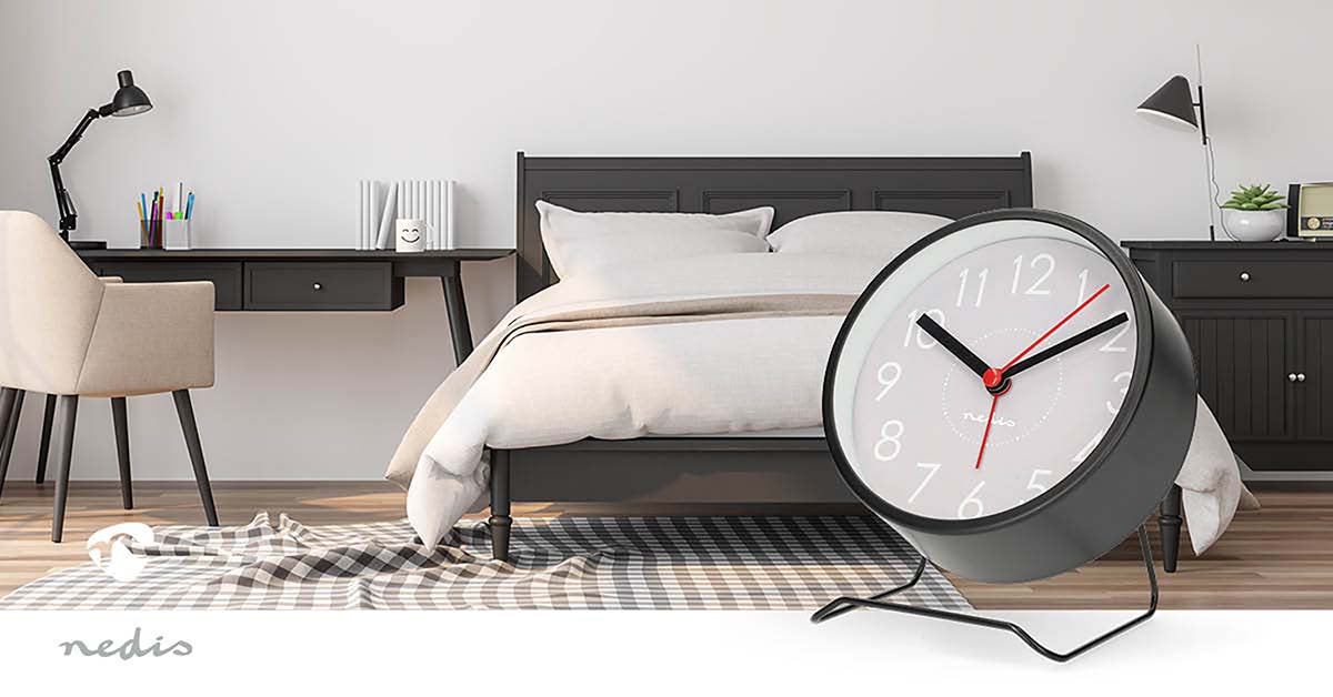 Analoger Schreibtisch Wecker | Snooze-Funktion | leises Uhrwerk | Schwarz