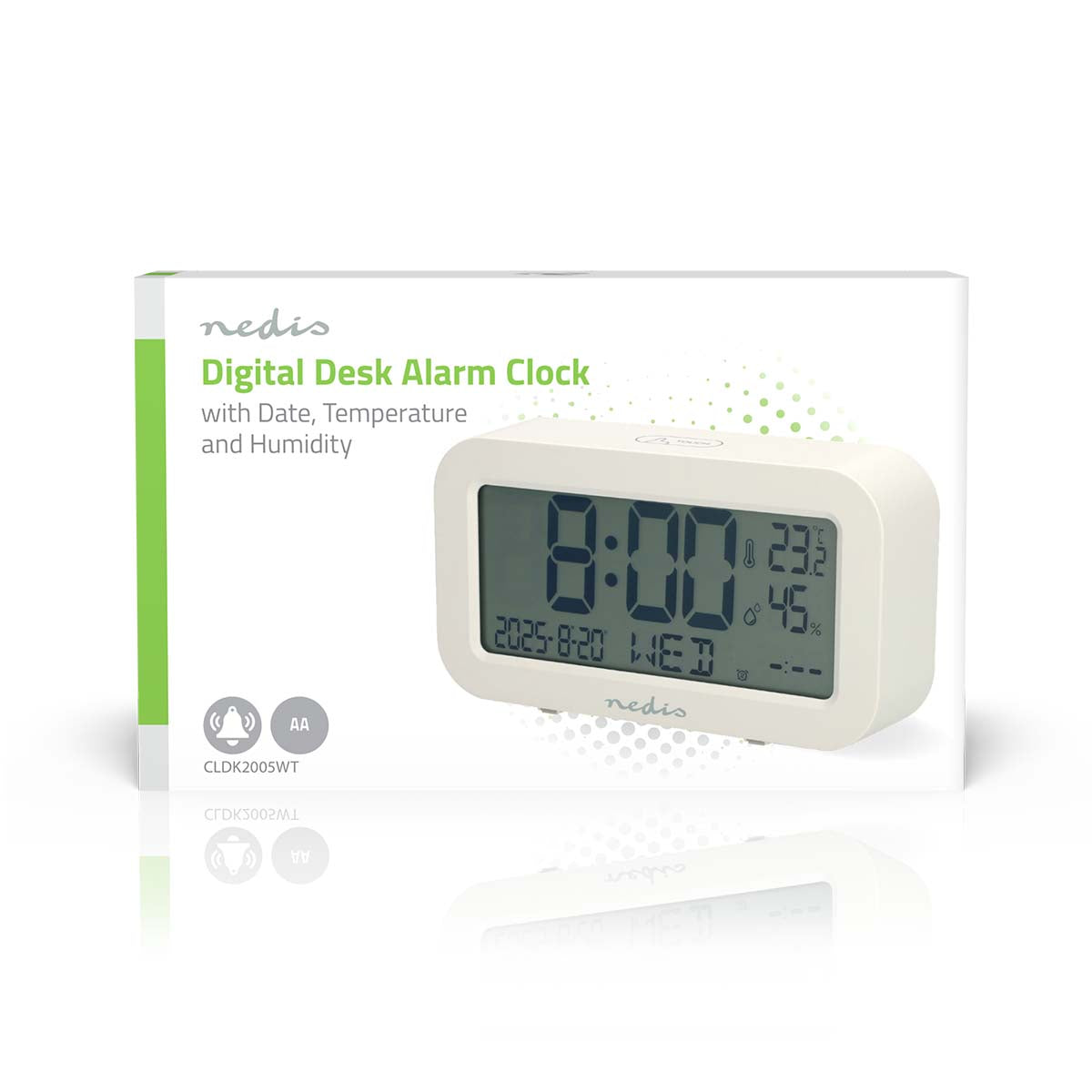 Digital-Schreibtisch-Wecker | LCD-Anzeige | Backlight | Snooze-Funktion | Datumsanzeige | Timerfunktion | Weiss