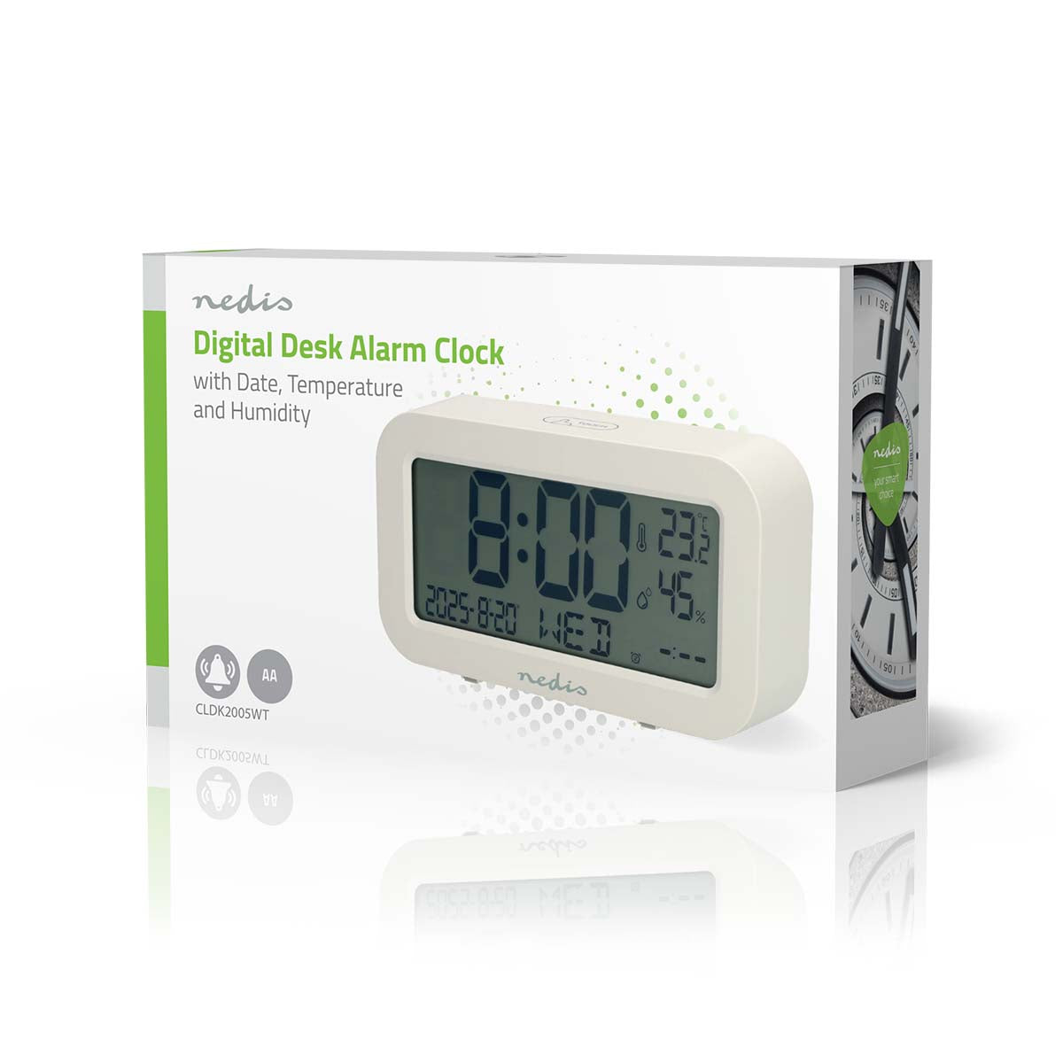 Digital-Schreibtisch-Wecker | LCD-Anzeige | Backlight | Snooze-Funktion | Datumsanzeige | Timerfunktion | Weiss