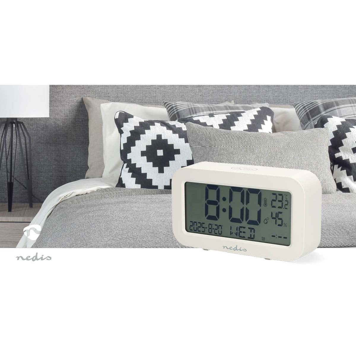Digital-Schreibtisch-Wecker | LCD-Anzeige | Backlight | Snooze-Funktion | Datumsanzeige | Timerfunktion | Weiss