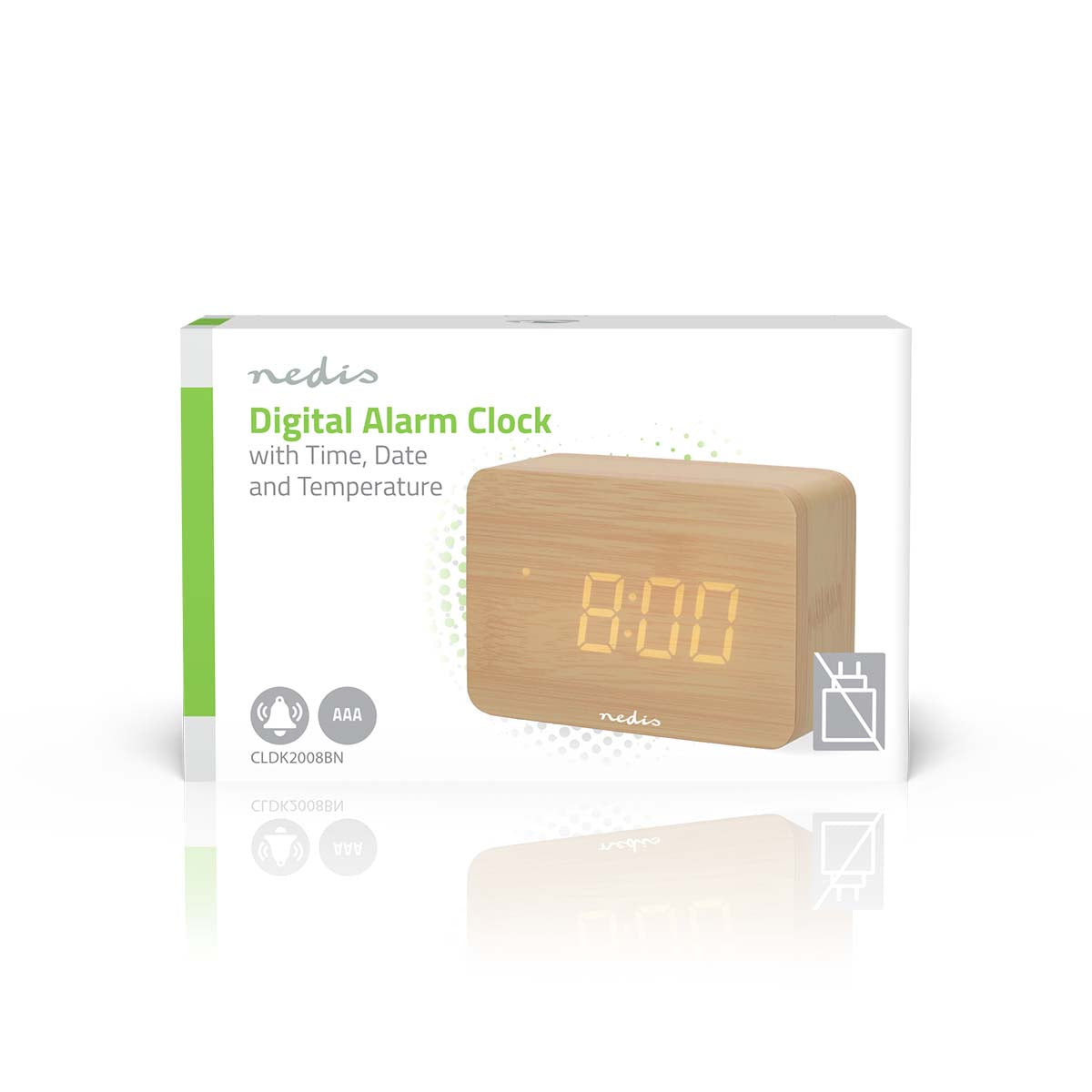 Digital-Schreibtisch-Wecker | LED-Anzeige | Backlight | Snooze-Funktion | Datumsanzeige | Raumtemperatut | Holz
