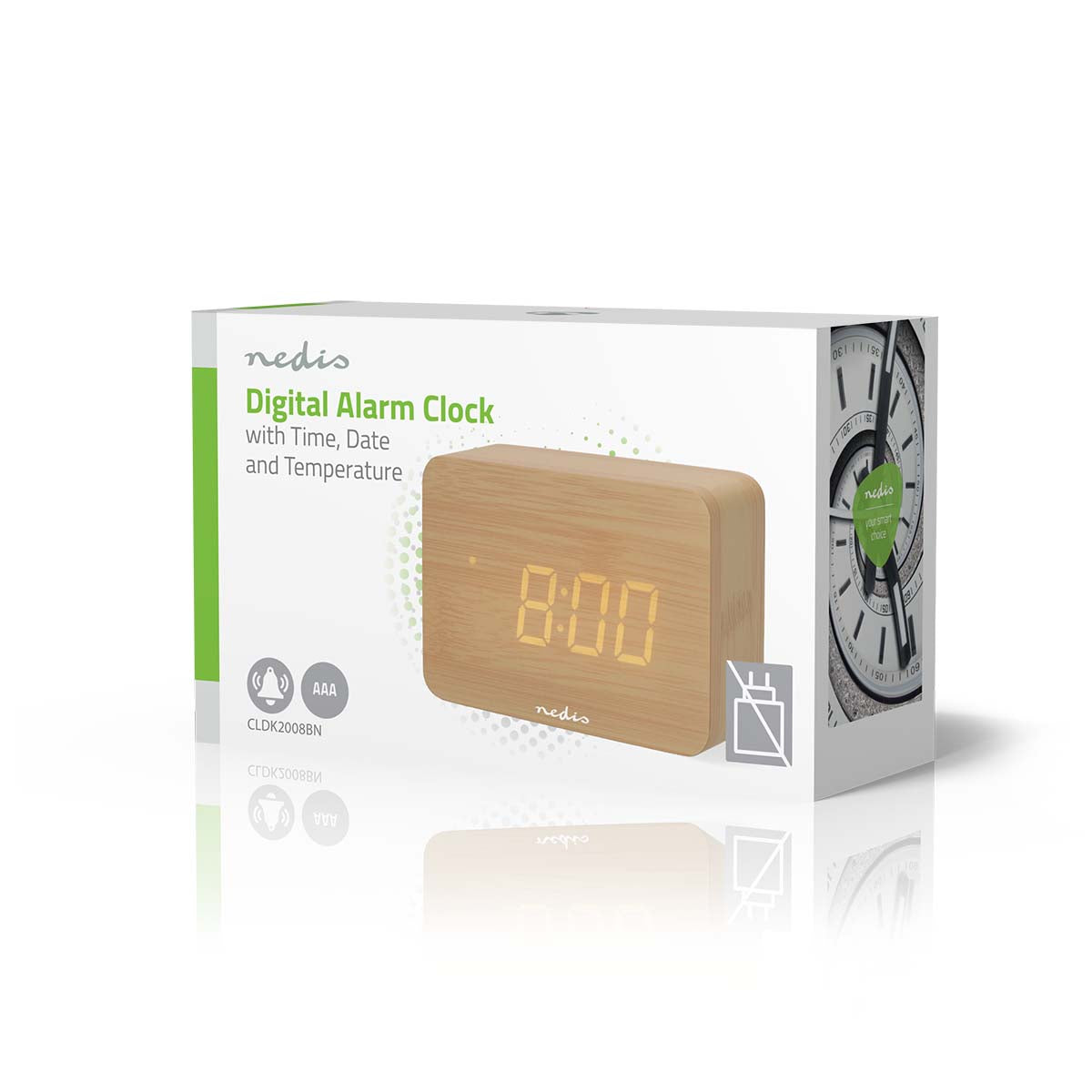 Digital-Schreibtisch-Wecker | LED-Anzeige | Backlight | Snooze-Funktion | Datumsanzeige | Raumtemperatut | Holz