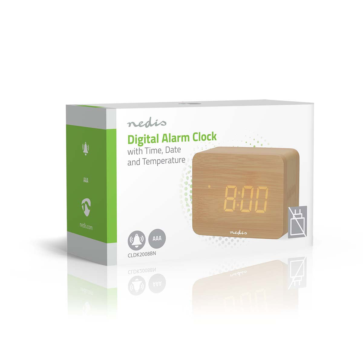 Digital-Schreibtisch-Wecker | LED-Anzeige | Backlight | Snooze-Funktion | Datumsanzeige | Raumtemperatut | Holz