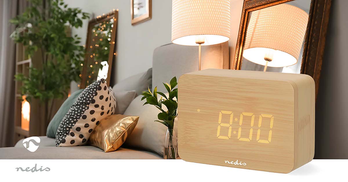 Digital-Schreibtisch-Wecker | LED-Anzeige | Backlight | Snooze-Funktion | Datumsanzeige | Raumtemperatut | Holz