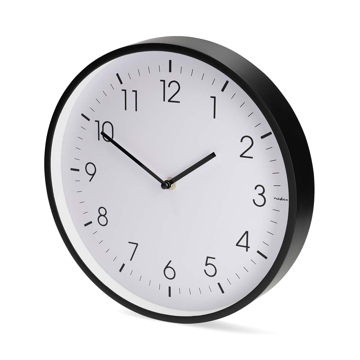 Wanduhr | Durchmesser: 300 mm | Kunststoff | Leise Bewegung | Schwarz