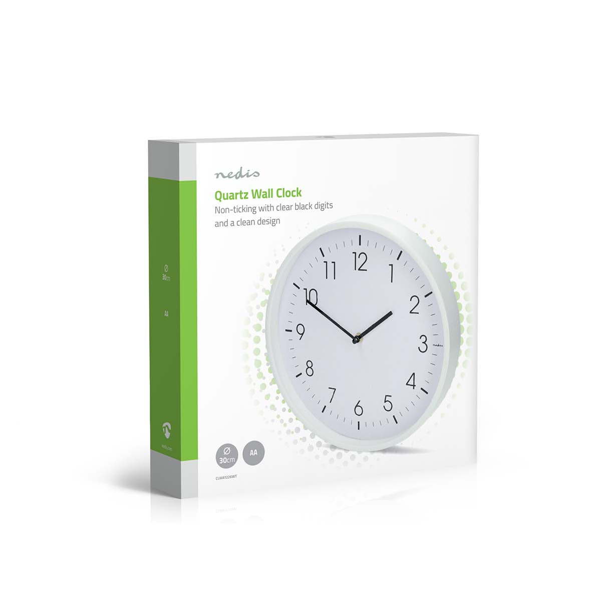 Wanduhr | Durchmesser: 300 mm | Kunststoff | Leise Bewegung | Weiss