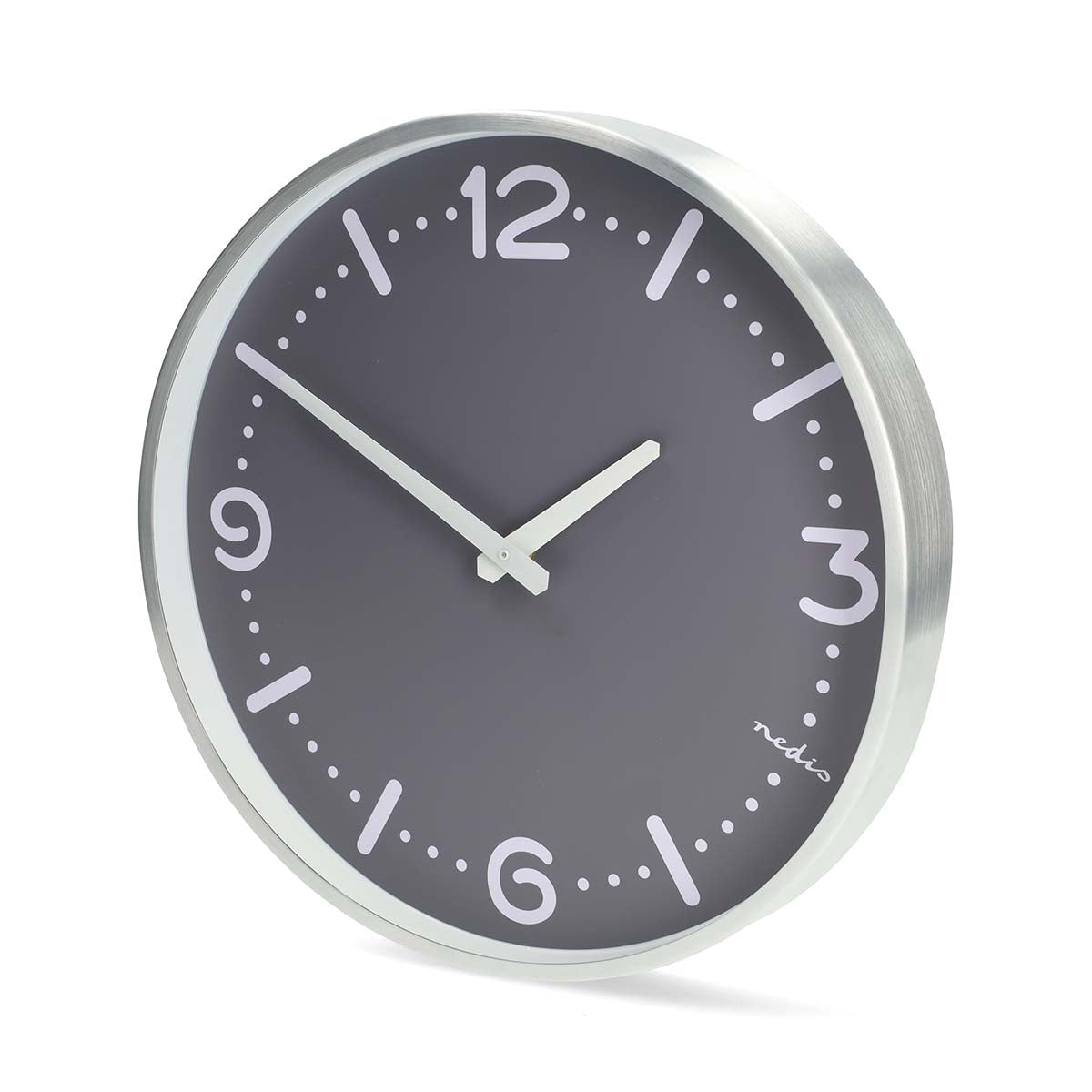 Wanduhr | Durchmesser: 300 mm | Aluminium | Leise Bewegung | Metall