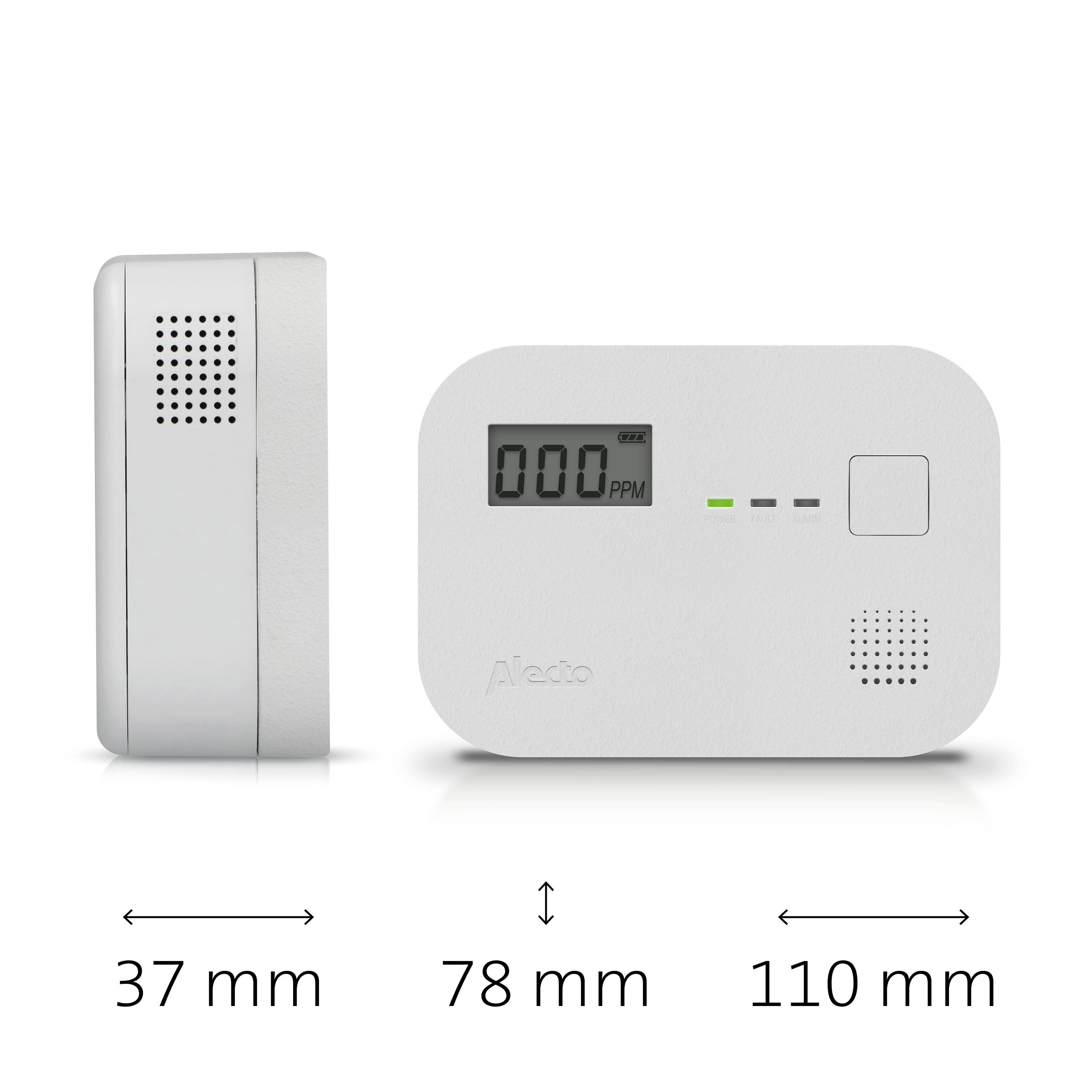 Kohlenmonoxidalarm mit 10 Jahren Sensorlaufzeit und Display