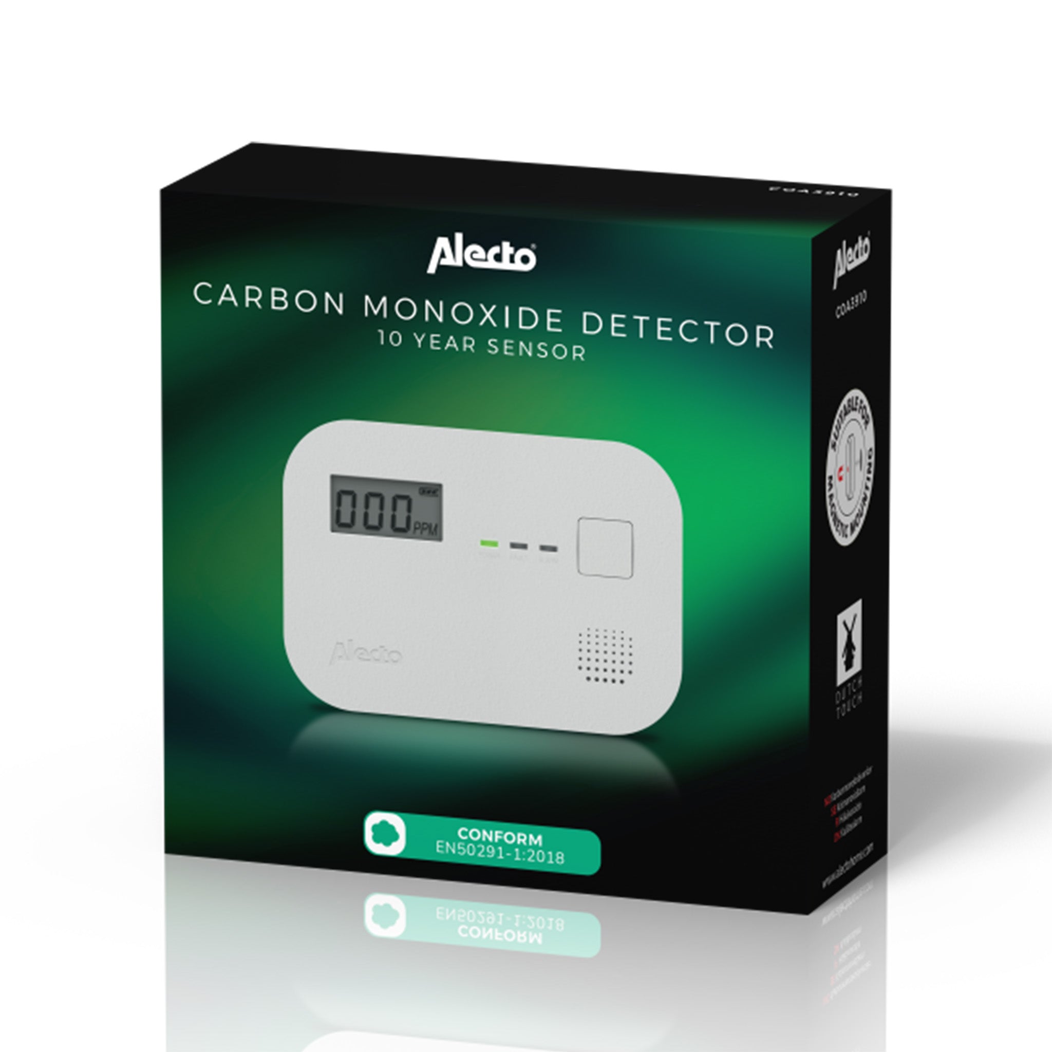 Kohlenmonoxidalarm mit 10 Jahren Sensorlaufzeit und Display