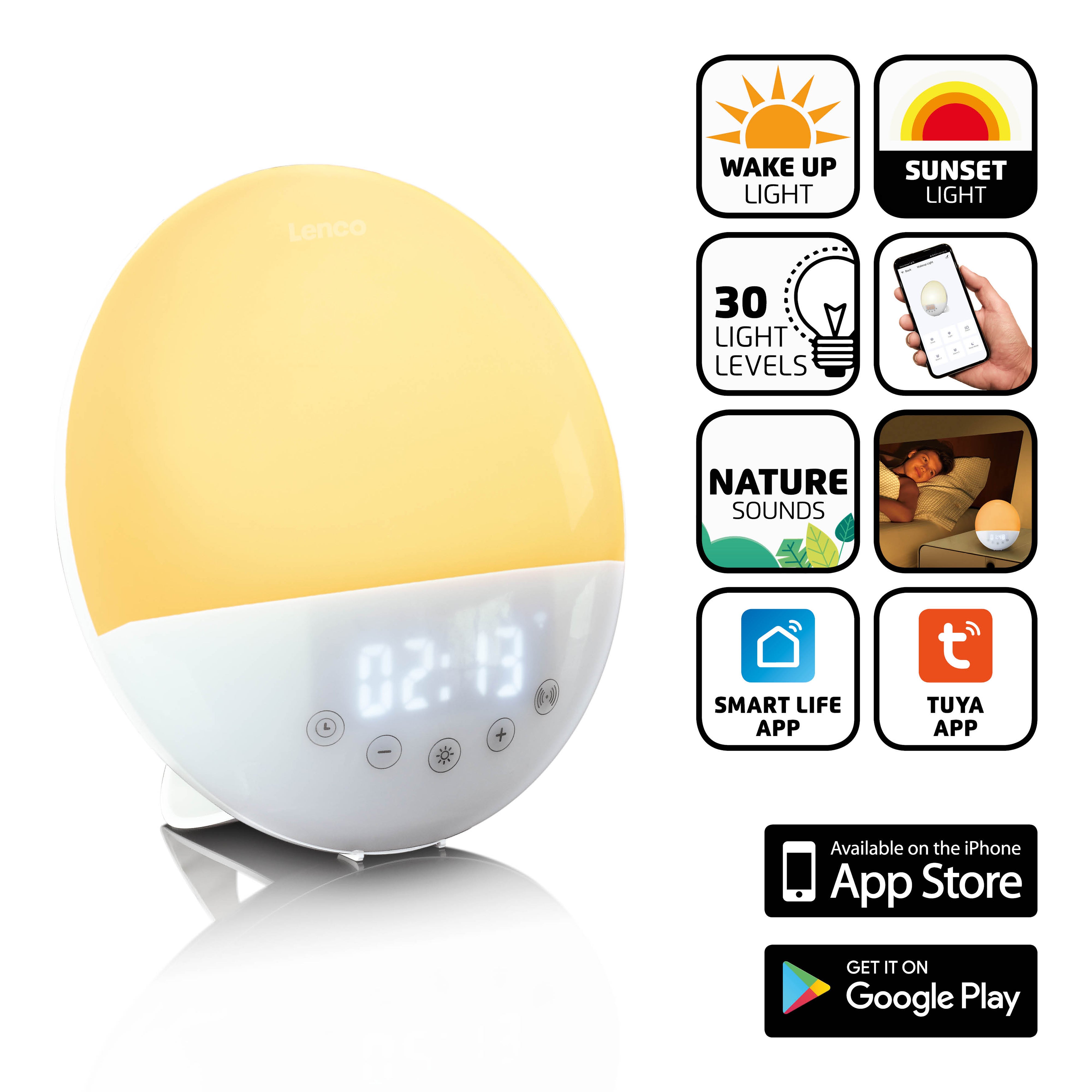 Intelligenter Radiowecker mit Wecklicht Multi colour