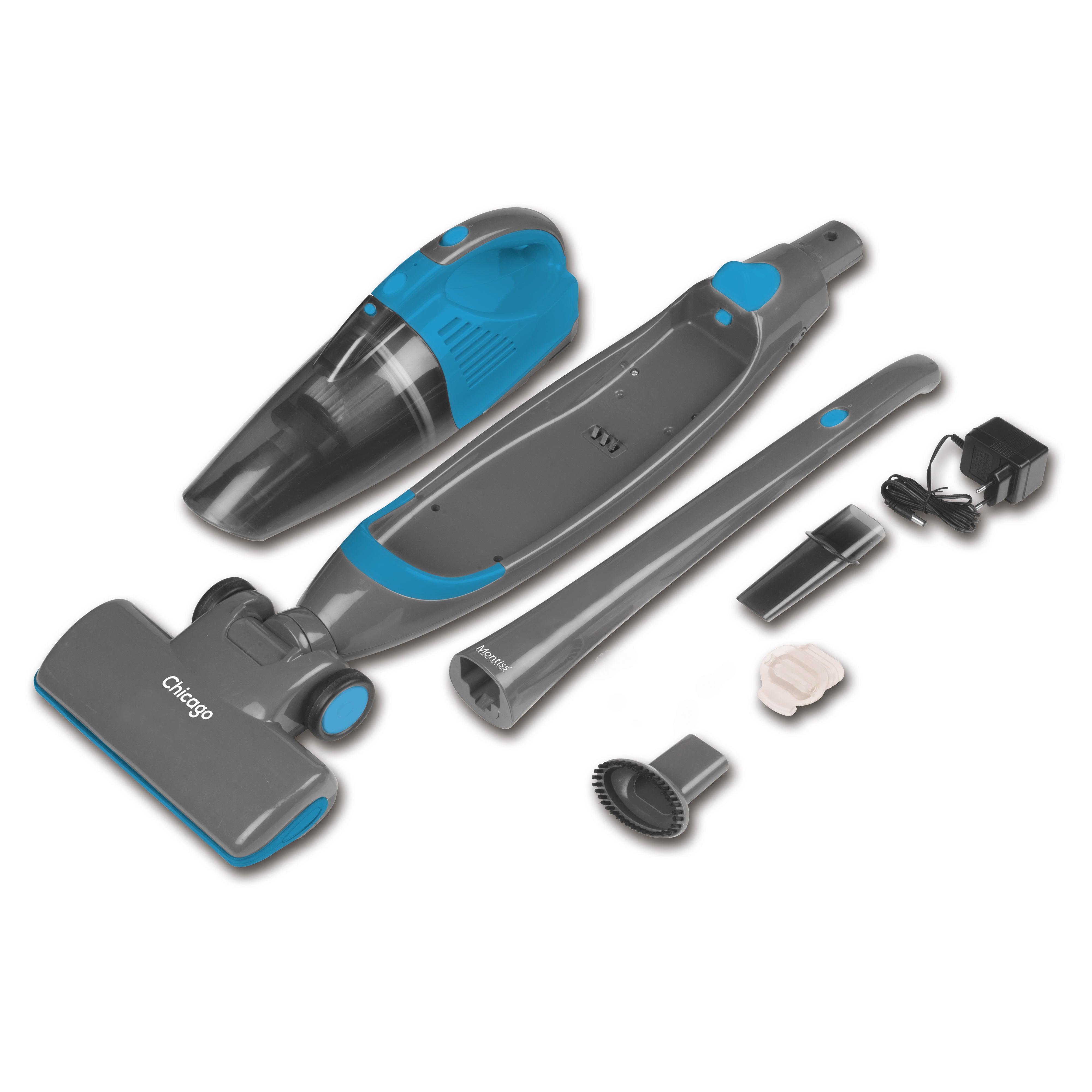 Schnurloser, wiederaufladbarer 2-in-1-Staubsauger mit Nass- und Trockenfunktion Blau